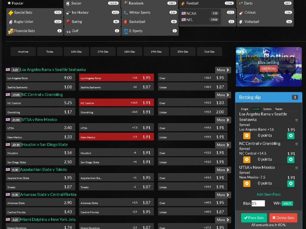 white label sportsbook example interface