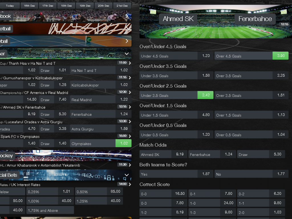 white label sportsbook example screen